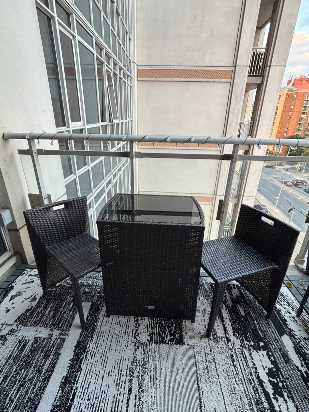 2 seater Wicker Patio Set with Glass Table Top - photo 4