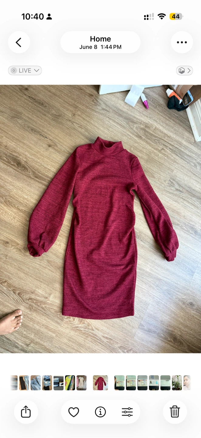 Burgundy Mock Neck Long Sleeve Dress