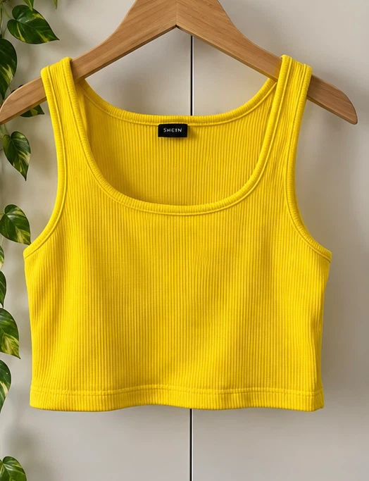 Women’s Yellow Ribbed 2-Piece Set – Crop Top & Jogger Pants - photo 2