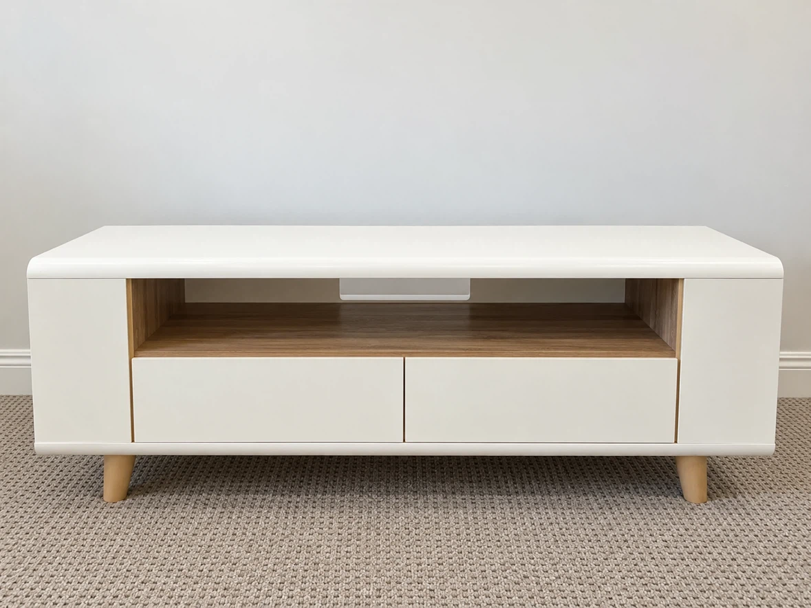 Modern White and Wood TV Stand