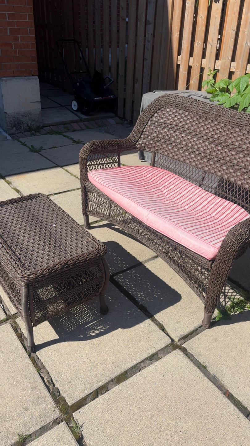 Wicker Patio Loveseat and Table Set