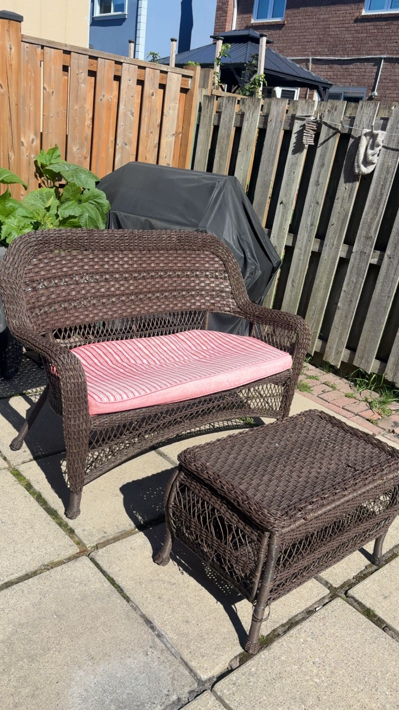 Wicker Patio Loveseat and Table Set - photo 2