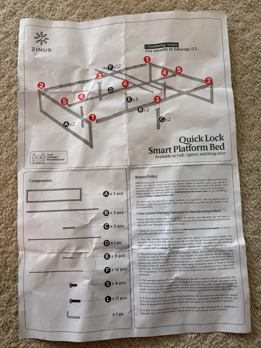 ZINUS Quick Lock Smart Platform Bed Frame - photo 3
