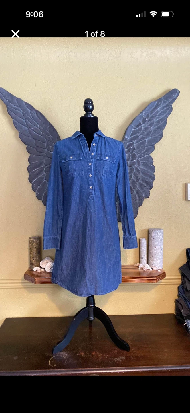 Tommy Hilfiger Denim Jean Dress With Cuff Sleeves