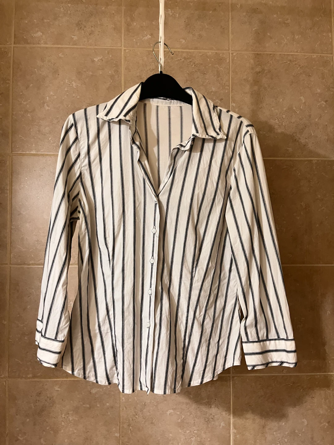 Striped button-down shirt