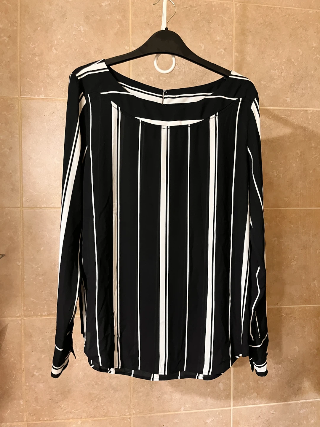 Black and White Striped Long Sleeve Blouse