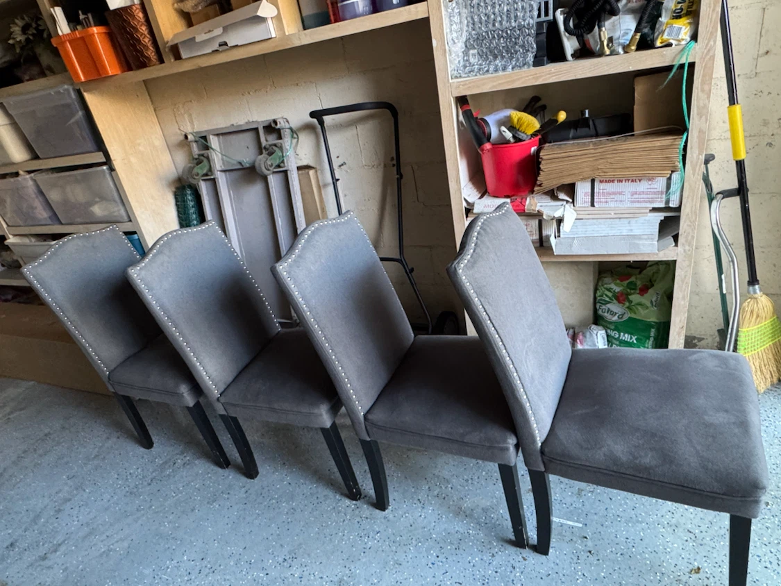 Set of 4 Grey Fabric Dining Chairs