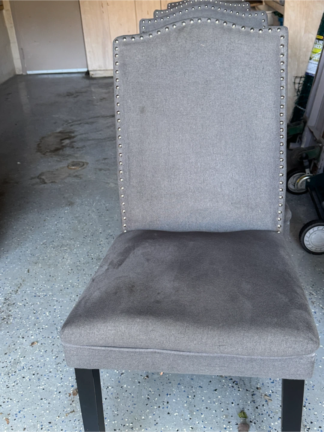 Set of 4 Grey Fabric Dining Chairs - photo 2