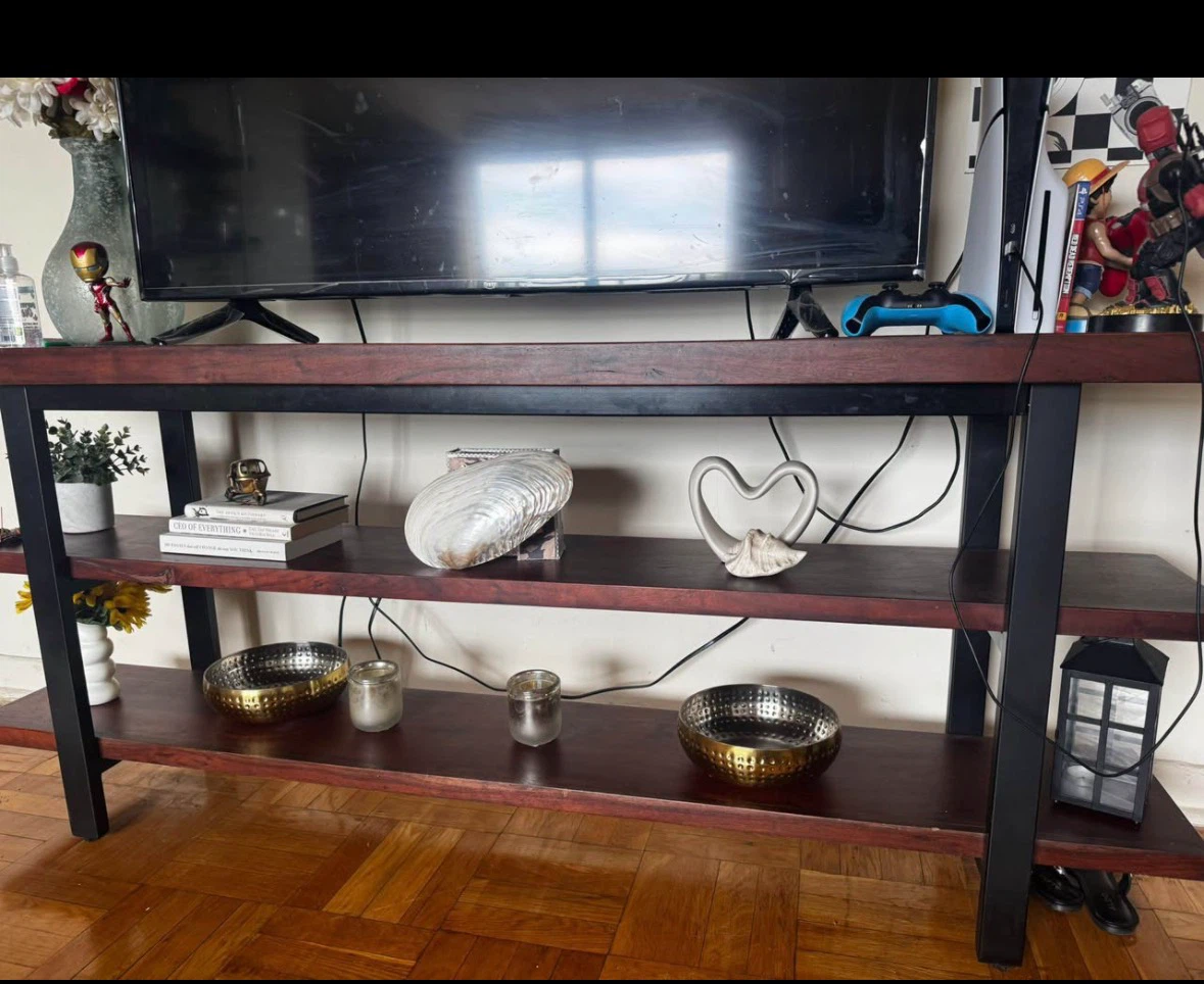 Wooden TV Stand with Shelves - photo 2
