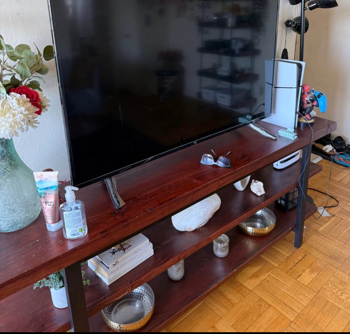Wooden TV Stand with Shelves - photo 4