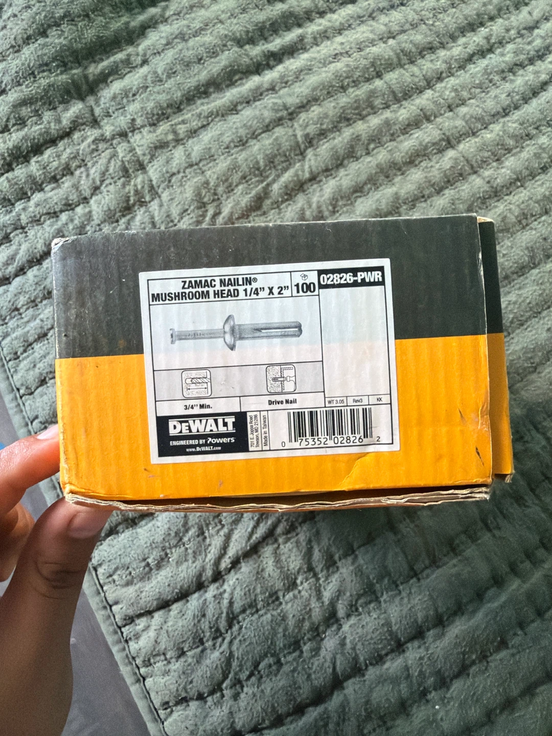 DEWALT Zamac Nailin Mushroom Head Anchors 1/4" x 2" - photo 3