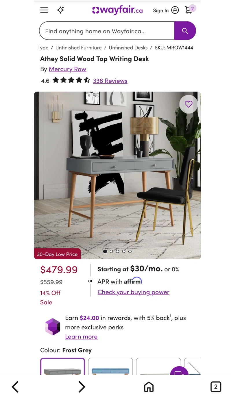 Solid Wood Writing Desk - photo 2
