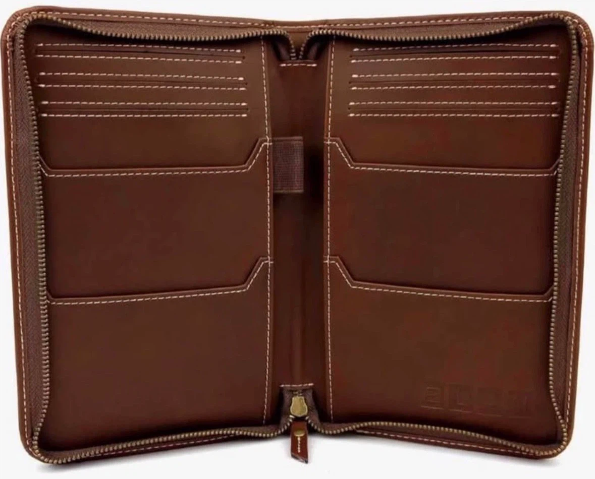 Travel Wallet & Passport Holder, Brown Split Grain Leather