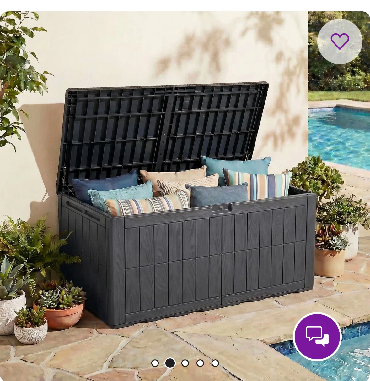 Large Black Resin plastic Outdoor Storage Deck Box