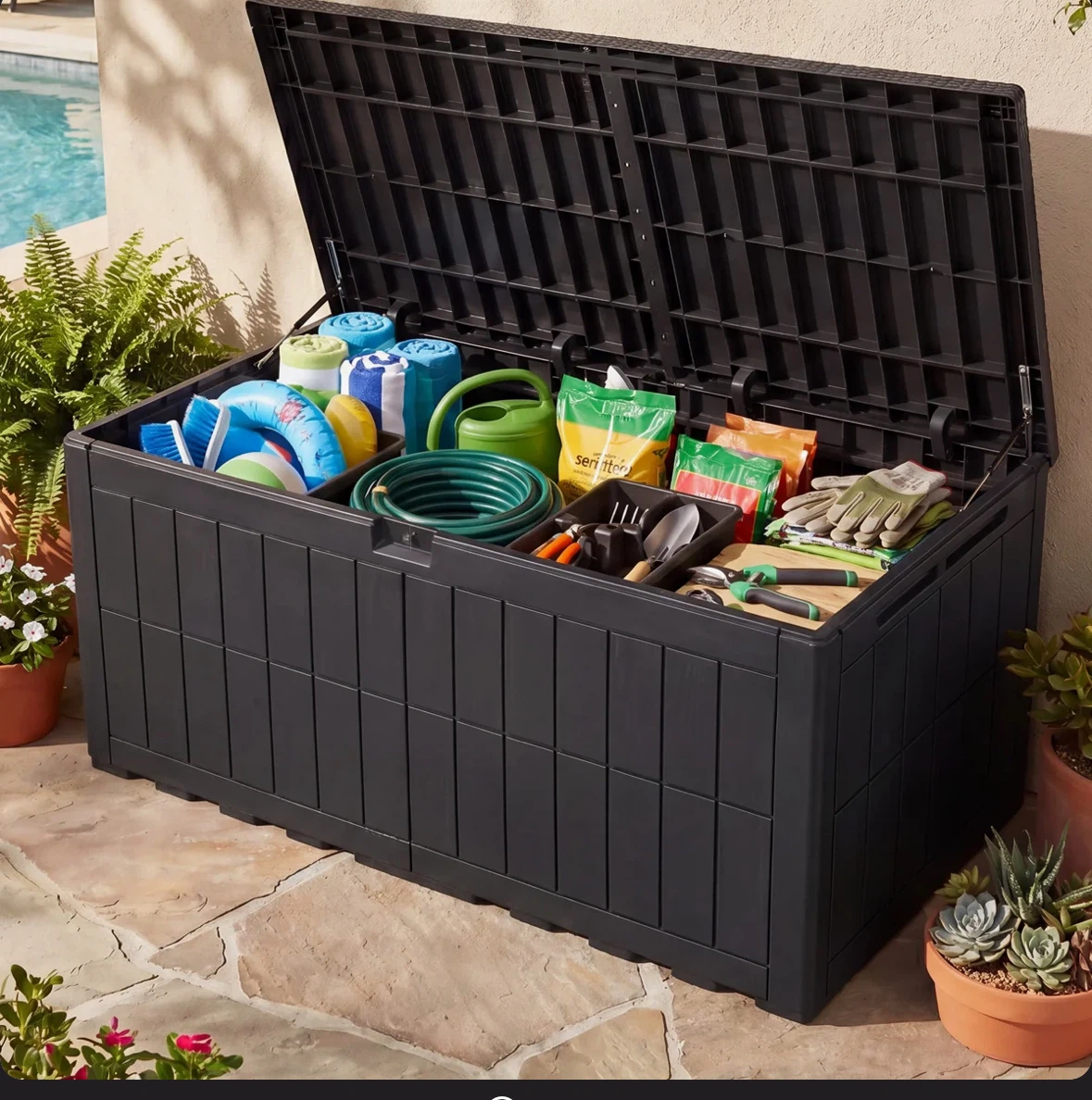 Large Black Resin plastic Outdoor Storage Deck Box - photo 3
