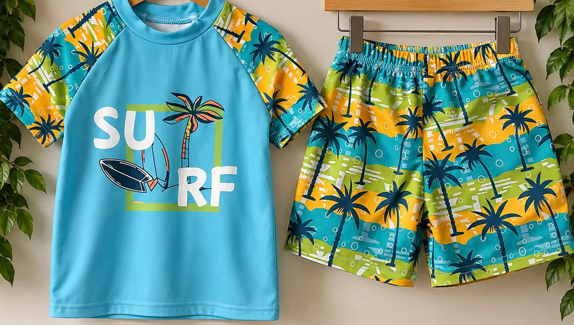 Kids Surf Rash Guard & Swim Shorts Set – Size 130