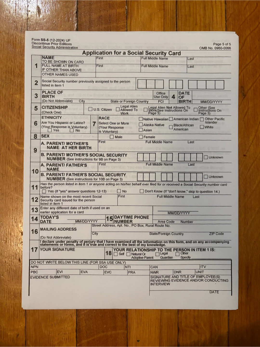 US Social Security Card Application