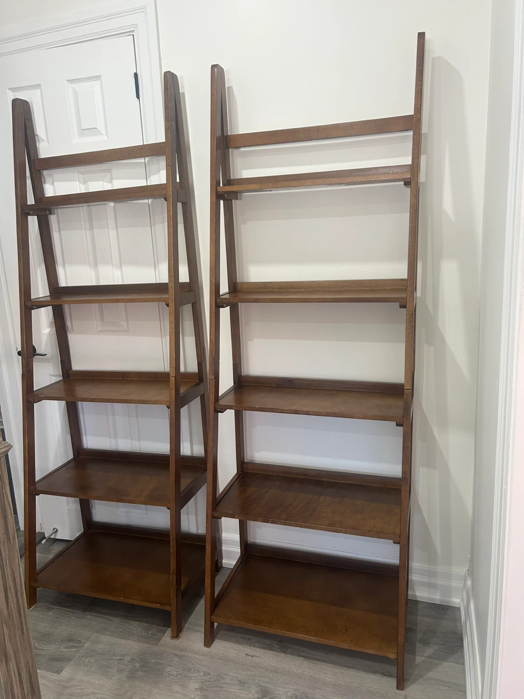 2 Solid Wood Ladder Bookshelves – Excellent Condition