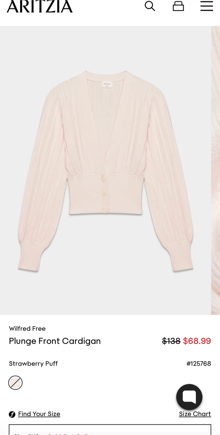 Women Wilfred free plunge front cardigan size small