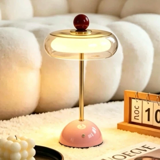 Modern Pink Glass Table Lamp