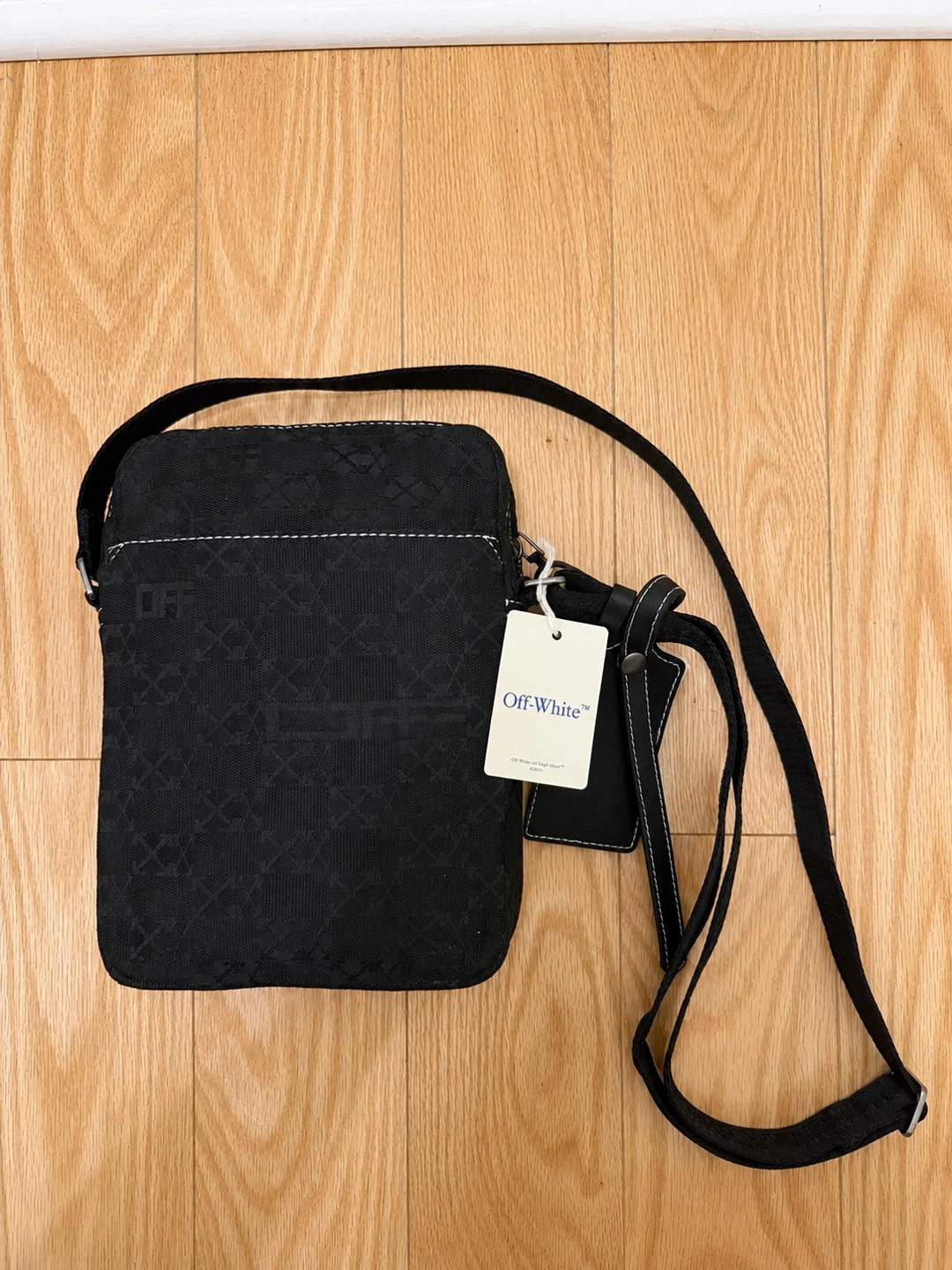 OFF-WHITE Black Crossbody Bag with Silver Buckle - photo 2