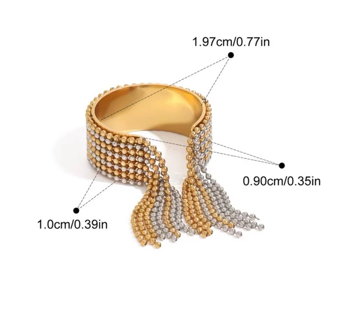 Gold Beaded Fringe Statement Ring - photo 3
