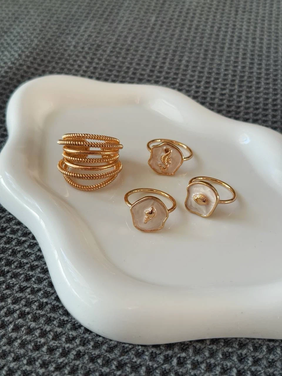Ocean-Inspired Ring Set – Seashell, Seahorse & Twist Band - photo 5
