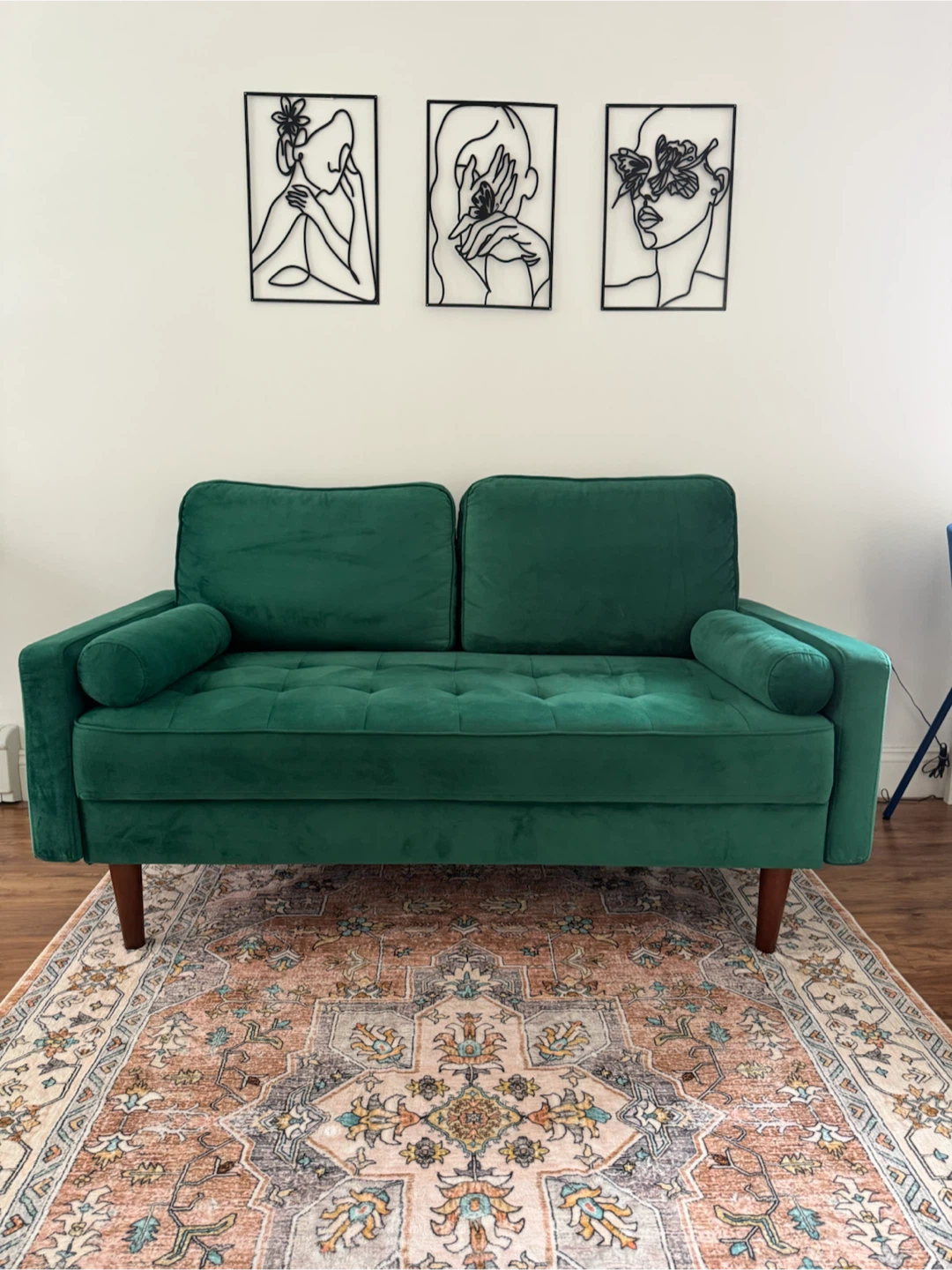Green velvet sofa
