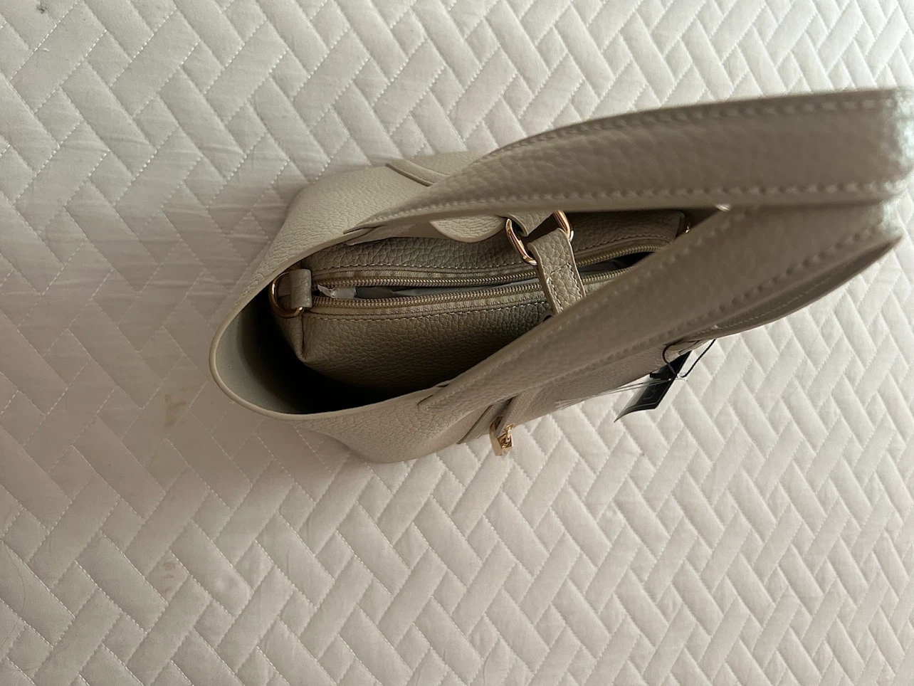 Tan Leather Bucket Bag with Pouch - photo 2