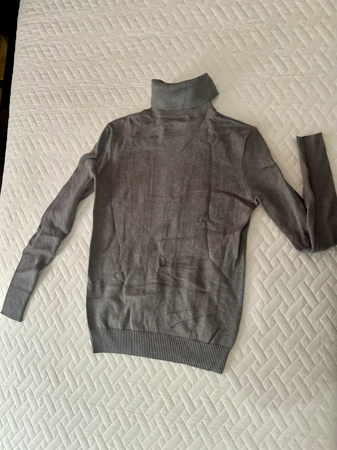 Gray Cable Knit Turtleneck Sweater