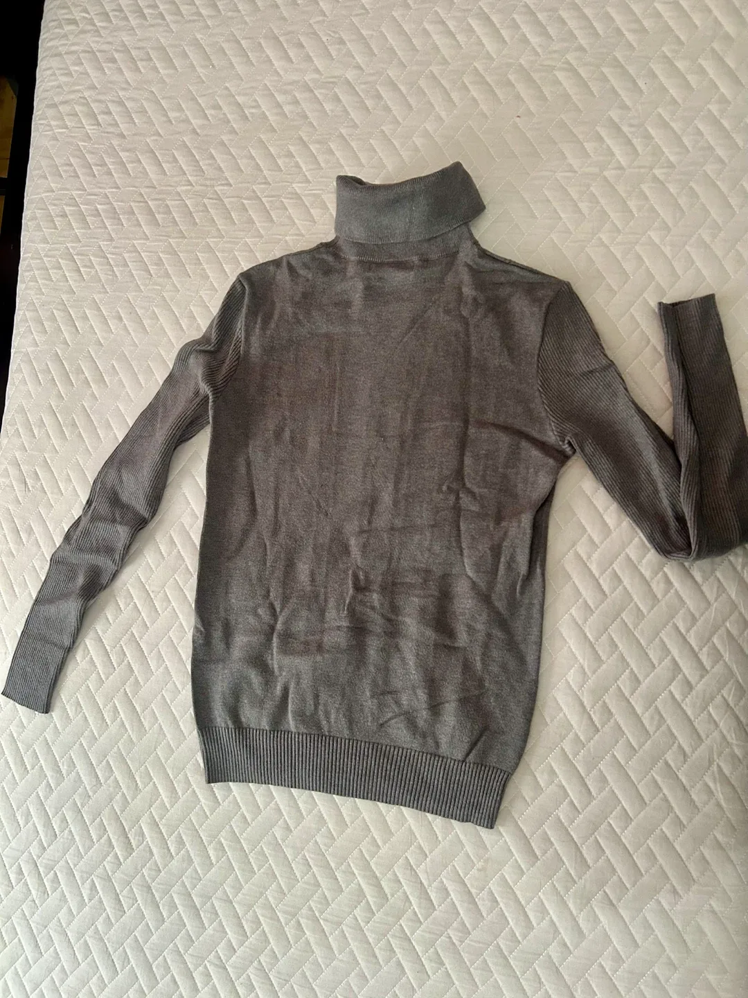 Gray Cable Knit Turtleneck Sweater