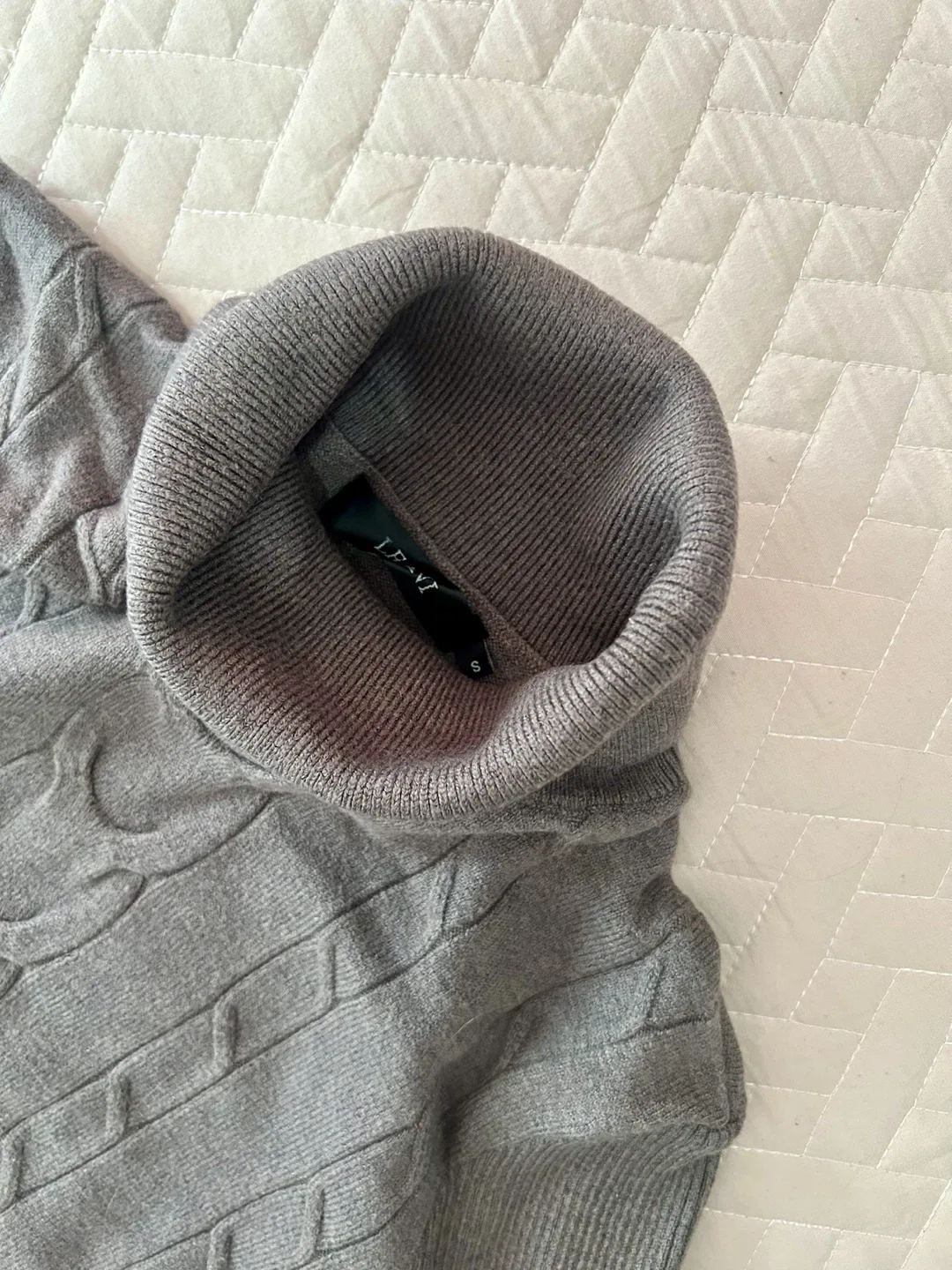 Gray Cable Knit Turtleneck Sweater - photo 2