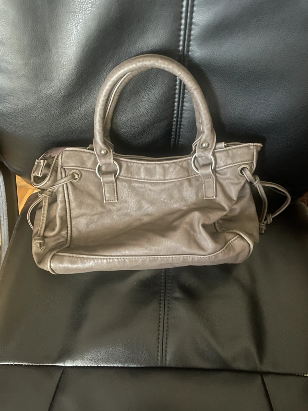 Taupe Grey Faux Leather Handbag - photo 2