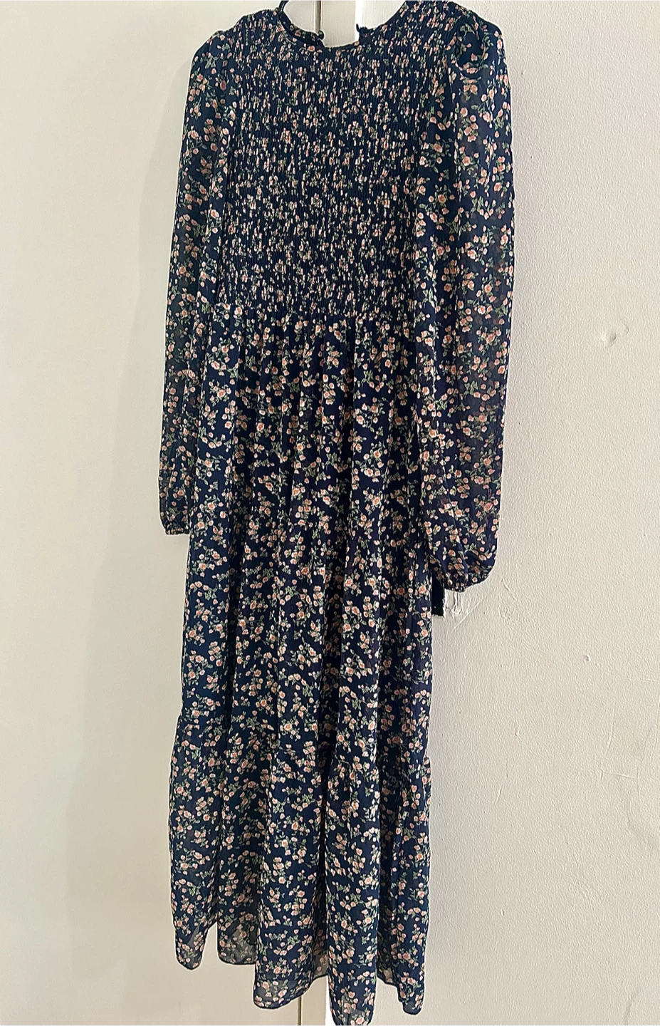 Navy Floral Smocked Maxi Dress - photo 2