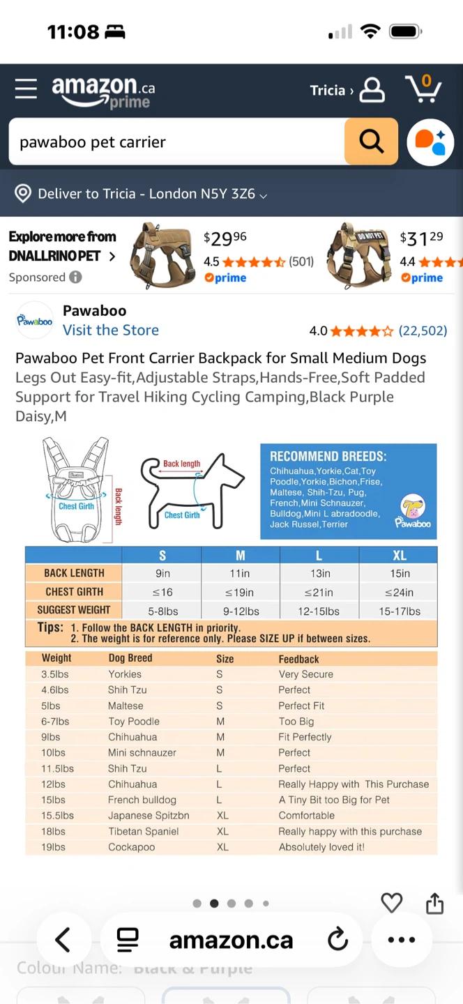 Pawaboo Pet Front Carrier Backpack - Size M - photo 2