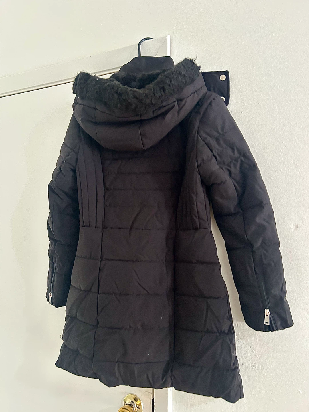 Black Puffer Coat with Hood