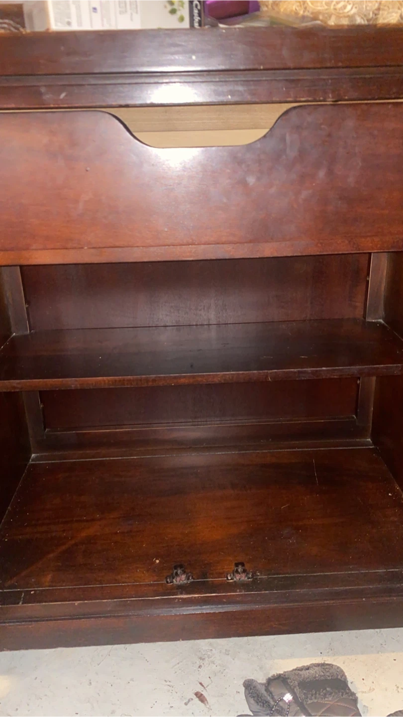 Dark Wood Cabinet with Glass Doors - photo 2