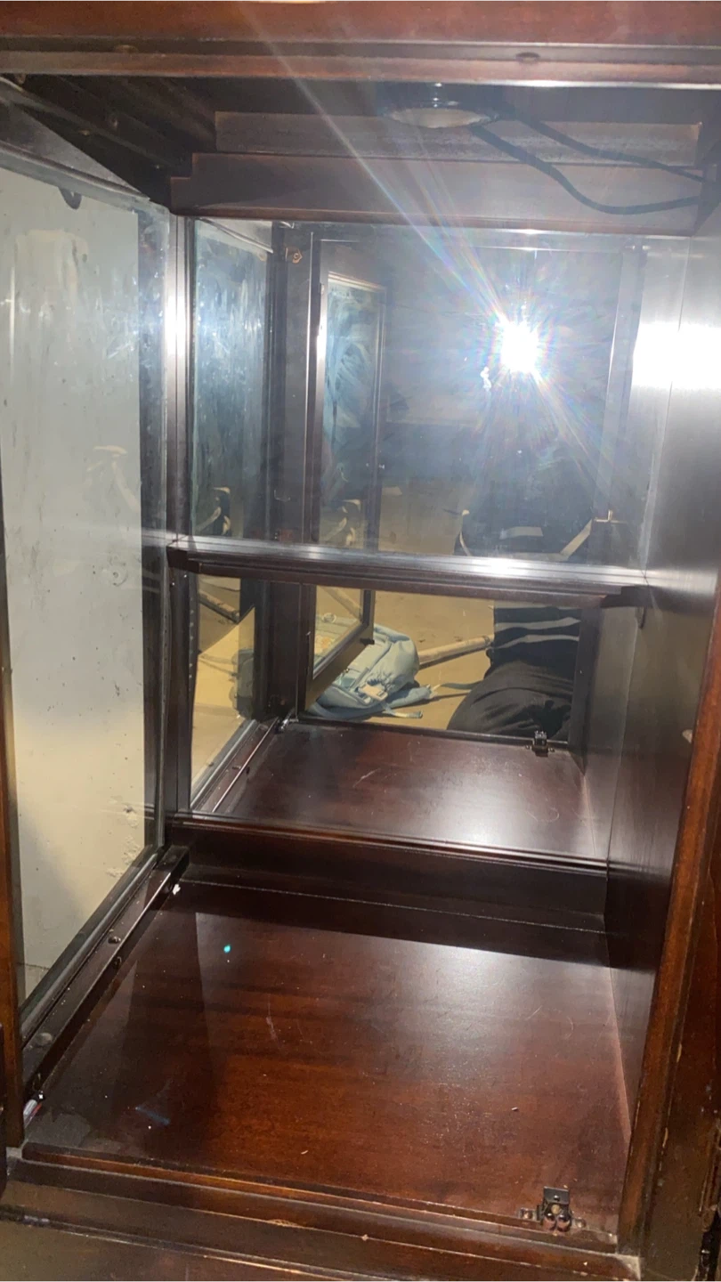Dark Wood Cabinet with Glass Doors - photo 3