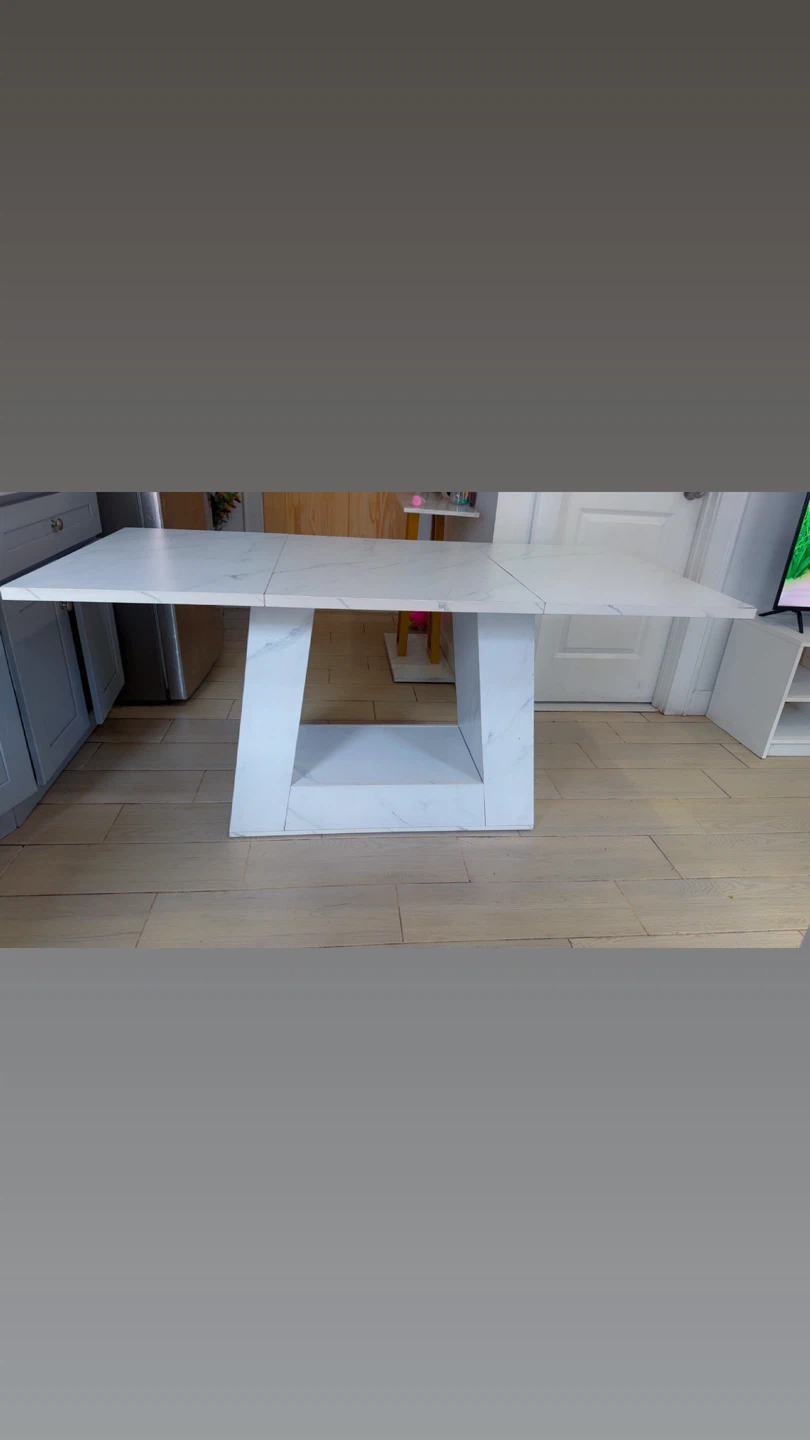 Modern White Extendable Dining Table