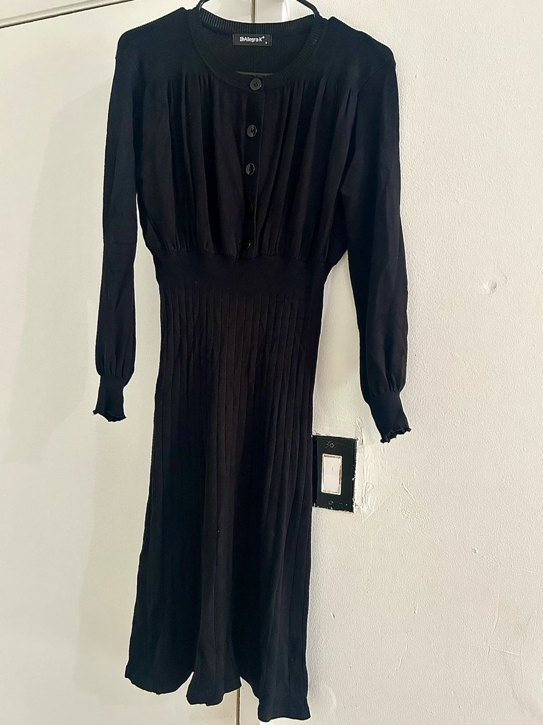 Black Knit Dress with Buttons