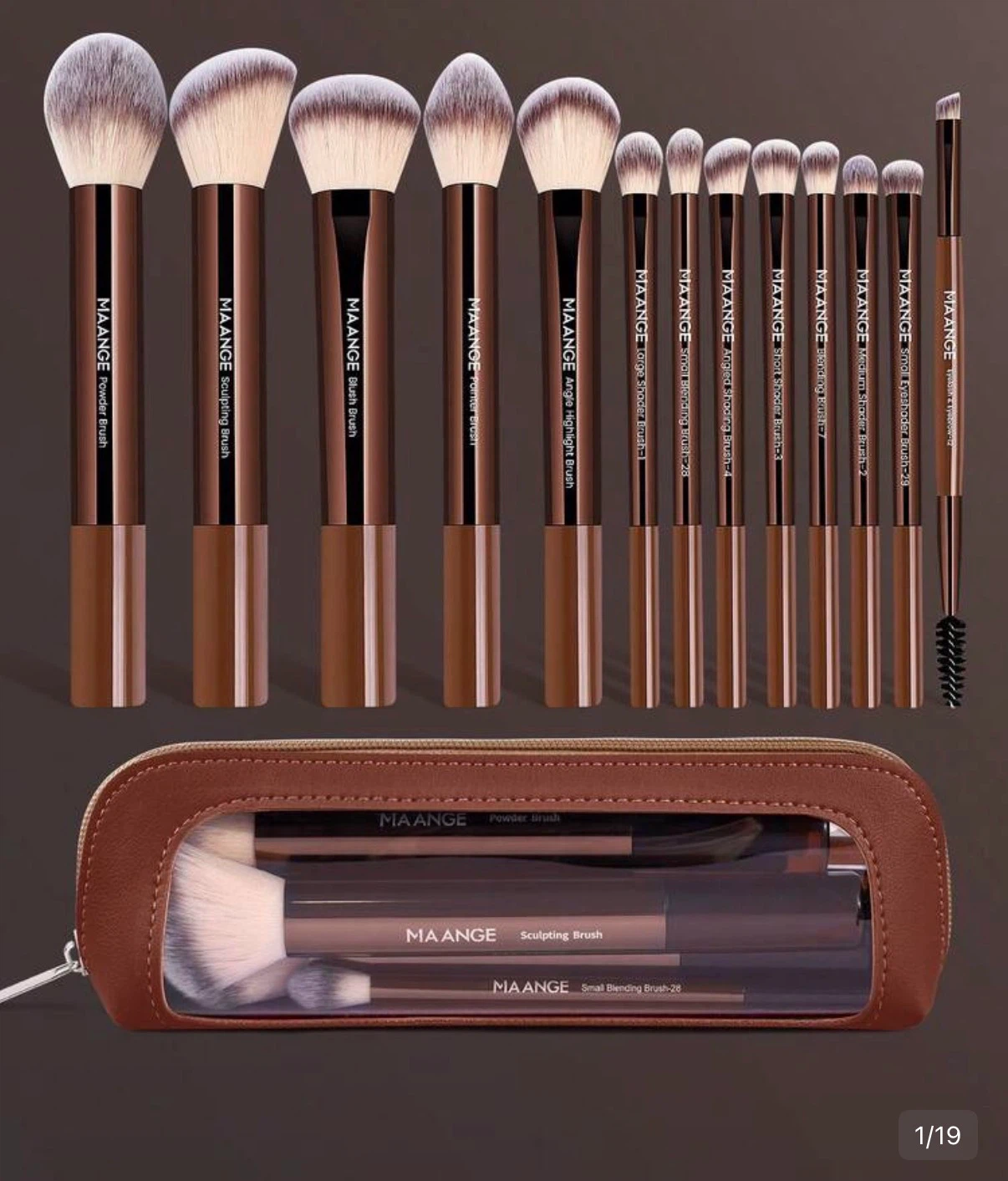 MAANGE 15-Piece Makeup Brush Set with Case