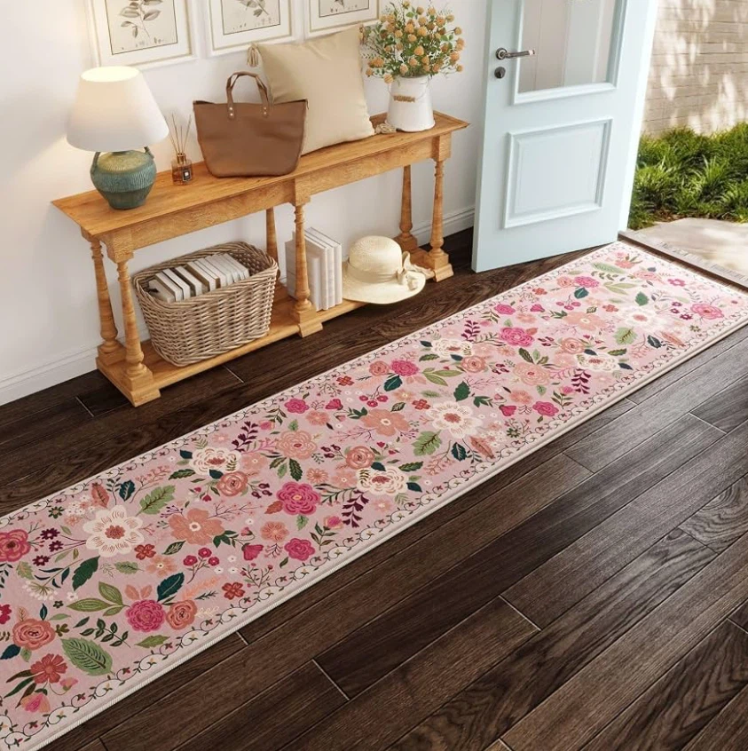 Floral Print Non-Slip Runner Rug Size 3’2 x 8’2” - photo 2