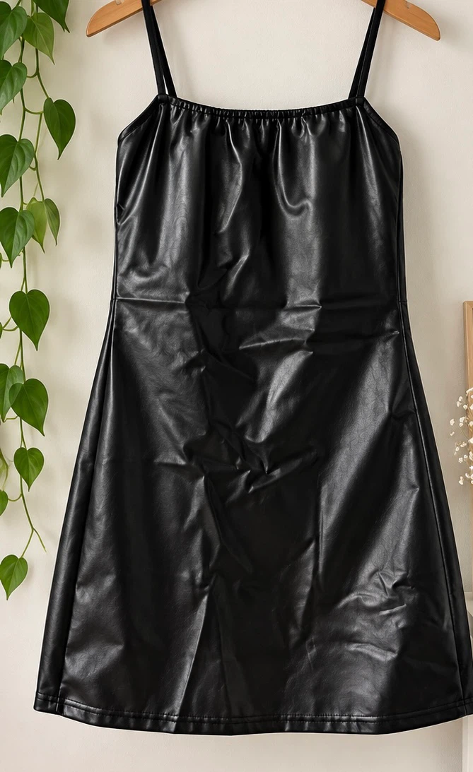 Black Faux Leather Mini Dress – Spirit – Size L