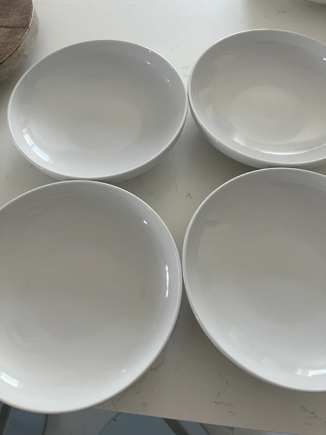 Set of 4 White Shallow Bowls