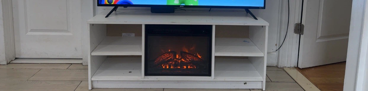 White Media Console with Electric Fireplace