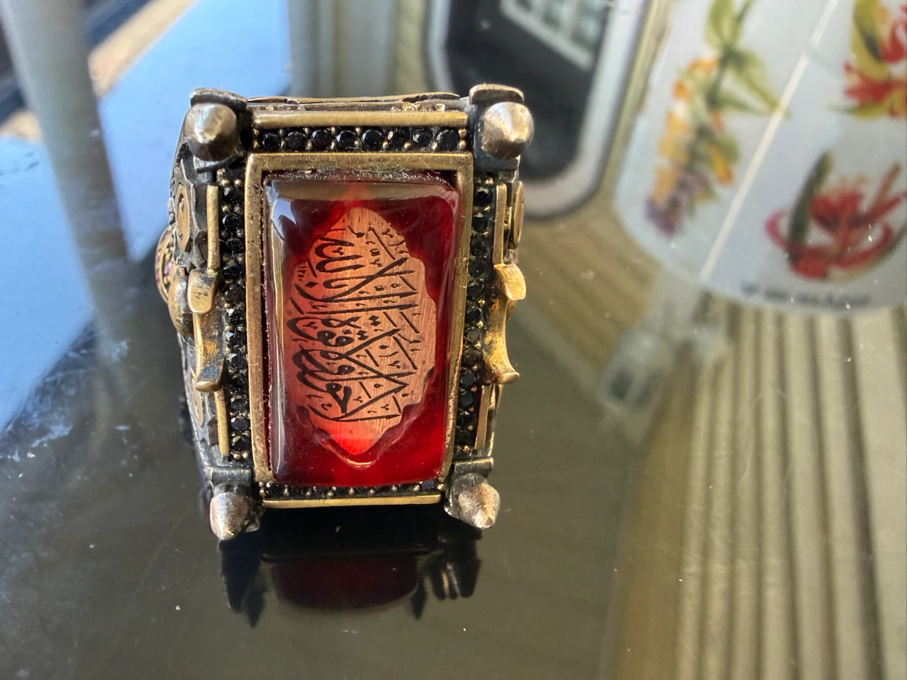 3x 925 Sterling Silver Rings – Turkish – Aqeeq + Onyx + Gemstone - photo 4