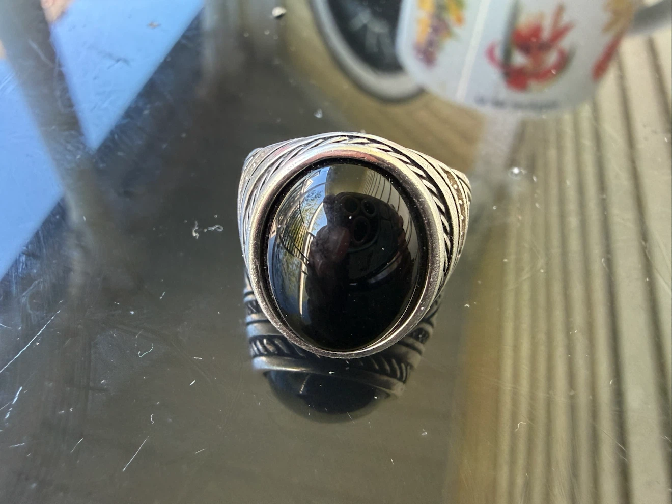 3x 925 Sterling Silver Rings – Turkish – Aqeeq + Onyx + Gemstone - photo 5
