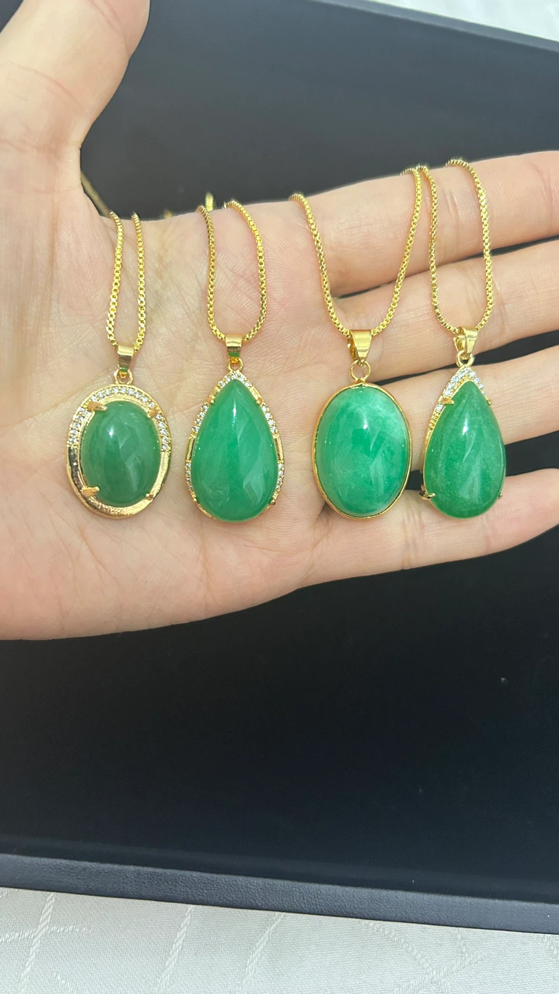 Natural Green Jade Pendant Necklaces - photo 3