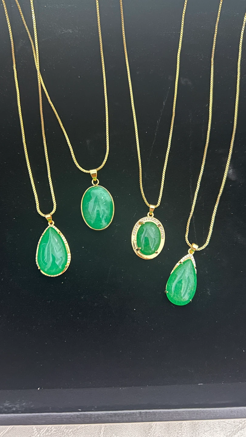 Natural Green Jade Pendant Necklaces - photo 4