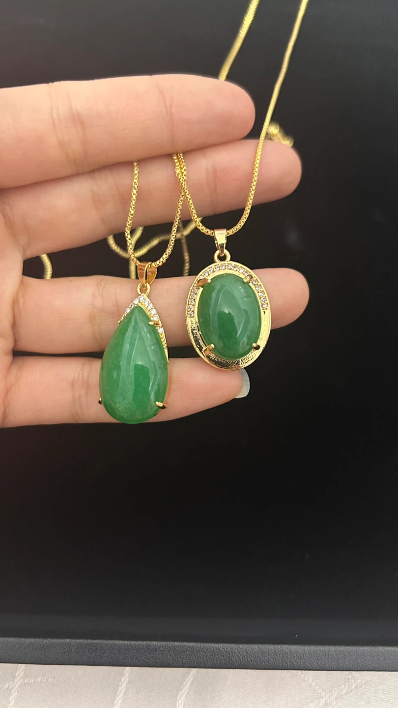 Natural Green Jade Pendant Necklaces